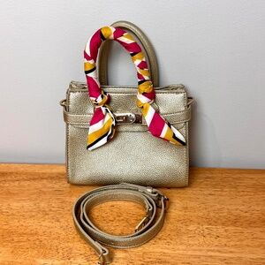 Chloe K Gold Metallic Small Kate Bag with Strap/Scarf.
